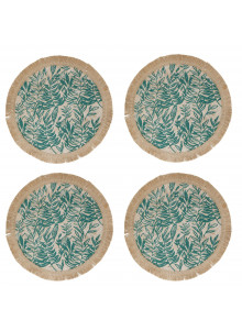Creative Tops Hessian Placemats, Set of 4, Green Leaf