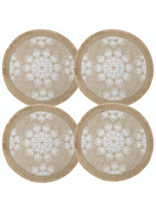 Creative Tops Hessian Placemats, Set of 4, White Mandala Design