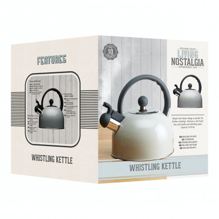 Living Nostalgia Antique Cream Traditional 1.4 Litre Whistling Kettle