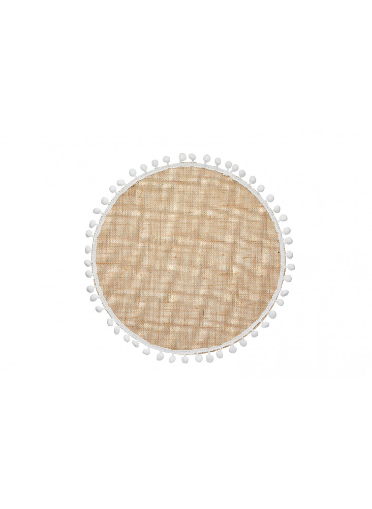 Natural Elements Set of 4 Woven Hessian Jute Round Table Mats, 38cm