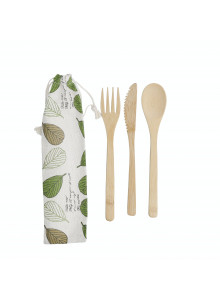 Natural Elements Reusable Bamboo Cutlery Set in Fabric Pouch