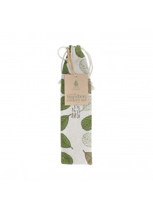 Natural Elements Reusable Bamboo Cutlery Set in Fabric Pouch