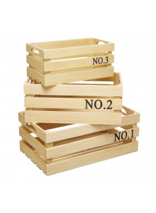 Natural Elements Set of 3 Eco-Friendly Paulownia Wood Crates