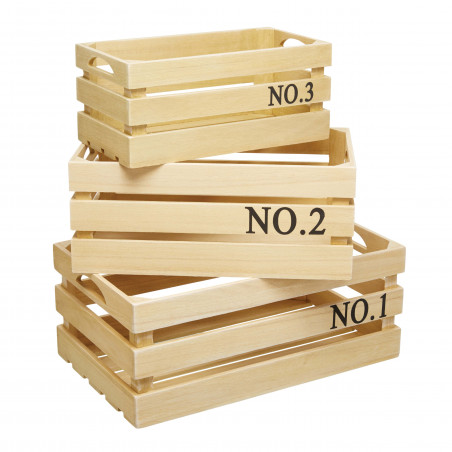 Natural Elements Set of 3 Eco-Friendly Paulownia Wood Crates