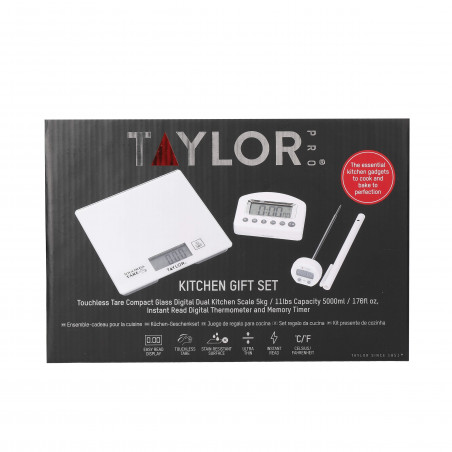 Taylor Pro Kitchen Scales, Timer and Thermometer Gift Set, Silver