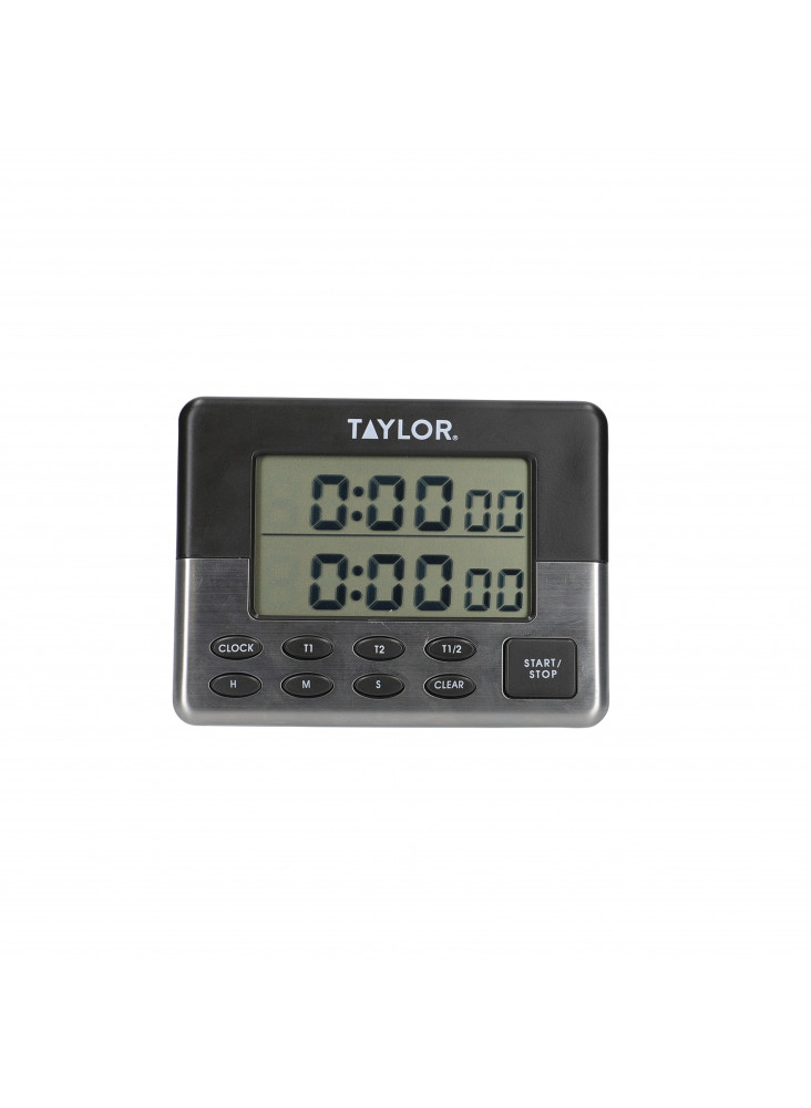 Taylor Dual Event Digital Timer with Clock White 