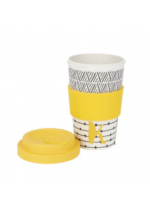 KitchenCraft 410ml Bamboo Letter "K" Reuseable Mug