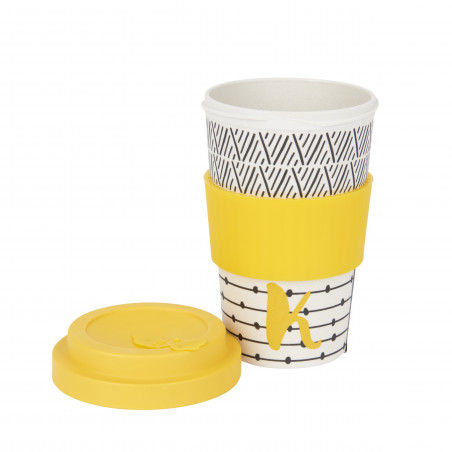 KitchenCraft 410ml Bamboo Letter "K" Reuseable Mug