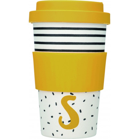 KitchenCraft 410ml Bamboo Letter "S" Reuseable Mug