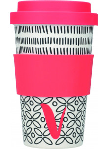 KitchenCraft 410ml Bamboo Letter "V" Reuseable Mug