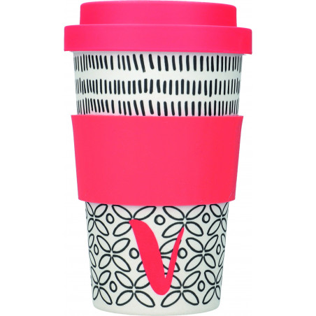 KitchenCraft 410ml Bamboo Letter "V" Reuseable Mug