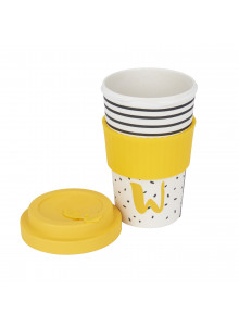 KitchenCraft 410ml Bamboo Letter "W" Reuseable Mug