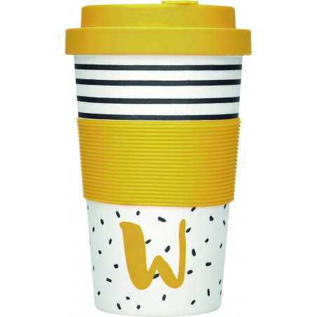 KitchenCraft 410ml Bamboo Letter "W" Reuseable Mug