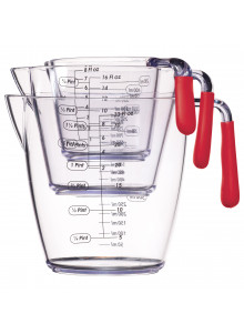 Colourworks 3 Piece Red Acrylic Measuring Jug Set