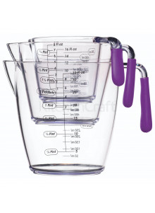 Colourworks 3 Piece Purple Acrylic Measuring Jug Set