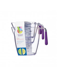 Colourworks 3 Piece Purple Acrylic Measuring Jug Set