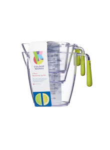 Colourworks 3 Piece Green Acrylic Measuring Jug Set