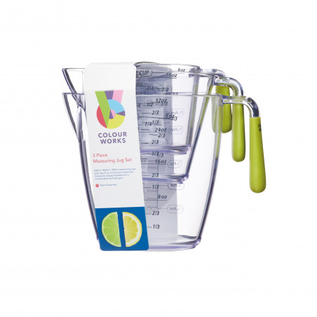 Colourworks 3 Piece Green Acrylic Measuring Jug Set