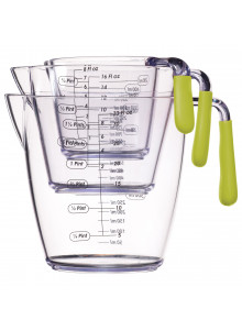 Colourworks 3 Piece Green Acrylic Measuring Jug Set