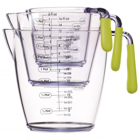 Colourworks 3 Piece Green Acrylic Measuring Jug Set