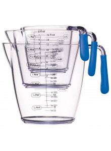 Colourworks 3 Piece Blue Acrylic Measuring Jug Set