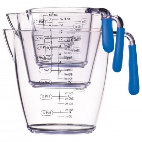 Colourworks 3 Piece Blue Acrylic Measuring Jug Set