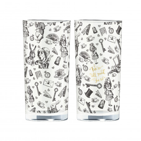 Victoria And Albert Alice In Wonderland Set of 2 High Ball Glasses