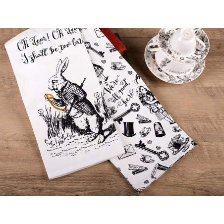 Victoria And Albert Alice In Wonderland Set of 2 Tea Towels