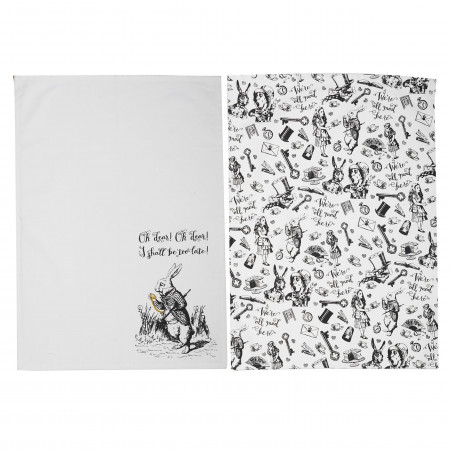 Victoria And Albert Alice In Wonderland Set of 2 Tea Towels