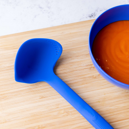 Colourworks Blue Silicone Ladle with Pouring and Straining Lips