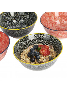 KitchenCraft Set of 4 Bowls - Red & Black Design