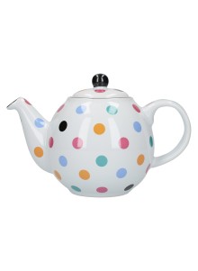 London Pottery Globe 6 Cup Teapot White With Multi Spots