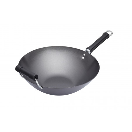 World of Flavours Oriental Carbon Steel 35.5cm Non-Stick Wok