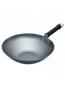 World of Flavours Oriental Plain Carbon Steel 30cm Wok