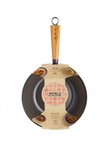 World of Flavours Oriental Carbon Steel 25cm Non-Stick Wok