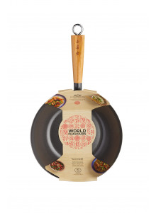World of Flavours Oriental Carbon Steel 25cm Non-Stick Wok