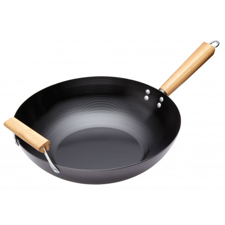 World of Flavours Oriental Carbon Steel 35cm Non-Stick Wok