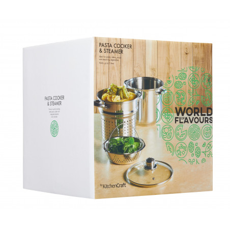 World of Flavours Italian Pasta Pot with Steamer Insert