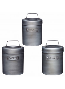 Industrial Kitchen Tea, Coffee, Sugar Canister 3 Piece Set