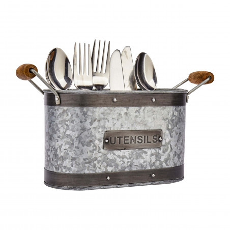 Industrial Kitchen Galvanised Steel Utensil Caddy