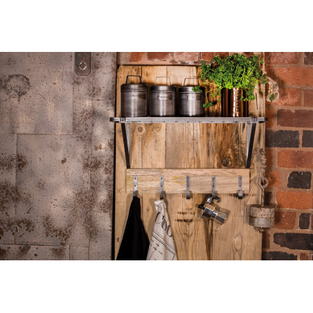 Industrial Kitchen Wall-Mounted Shelf with Hooks