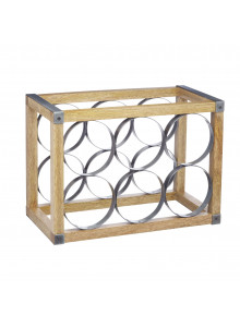 Industrial Kitchen Vintage-Style 6-Bottle Metal / Wooden Wine Rack