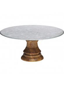 Industrial Kitchen Mango Wood Footed Cake Stand