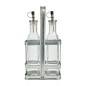 Industrial Kitchen Vintage-Style Glass Oil and Vinegar Cruet Set With Holder Industrial Kitchen Vintage-Style Glass Oil and Vinegar Cruet Set With Holder