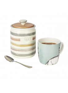 Classic Collection Striped Ceramic Tea Caddy