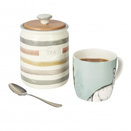 Classic Collection Striped Ceramic Tea Caddy