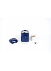 Lovello Textured Tea Tin Canister - Midnight Navy