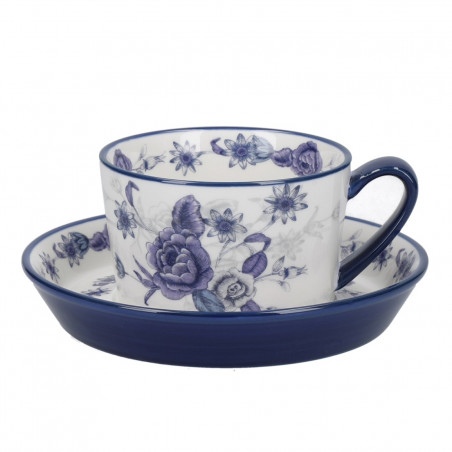 London Pottery Blue Rose Teacup and Saucer