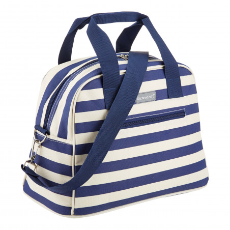 KitchenCraft Lulworth 11.5 Litre Blue Stripe Holdall Style Cool Bag
