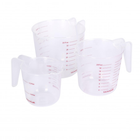 KitchenCraft Set of 3 Plastic Measuring Jugs